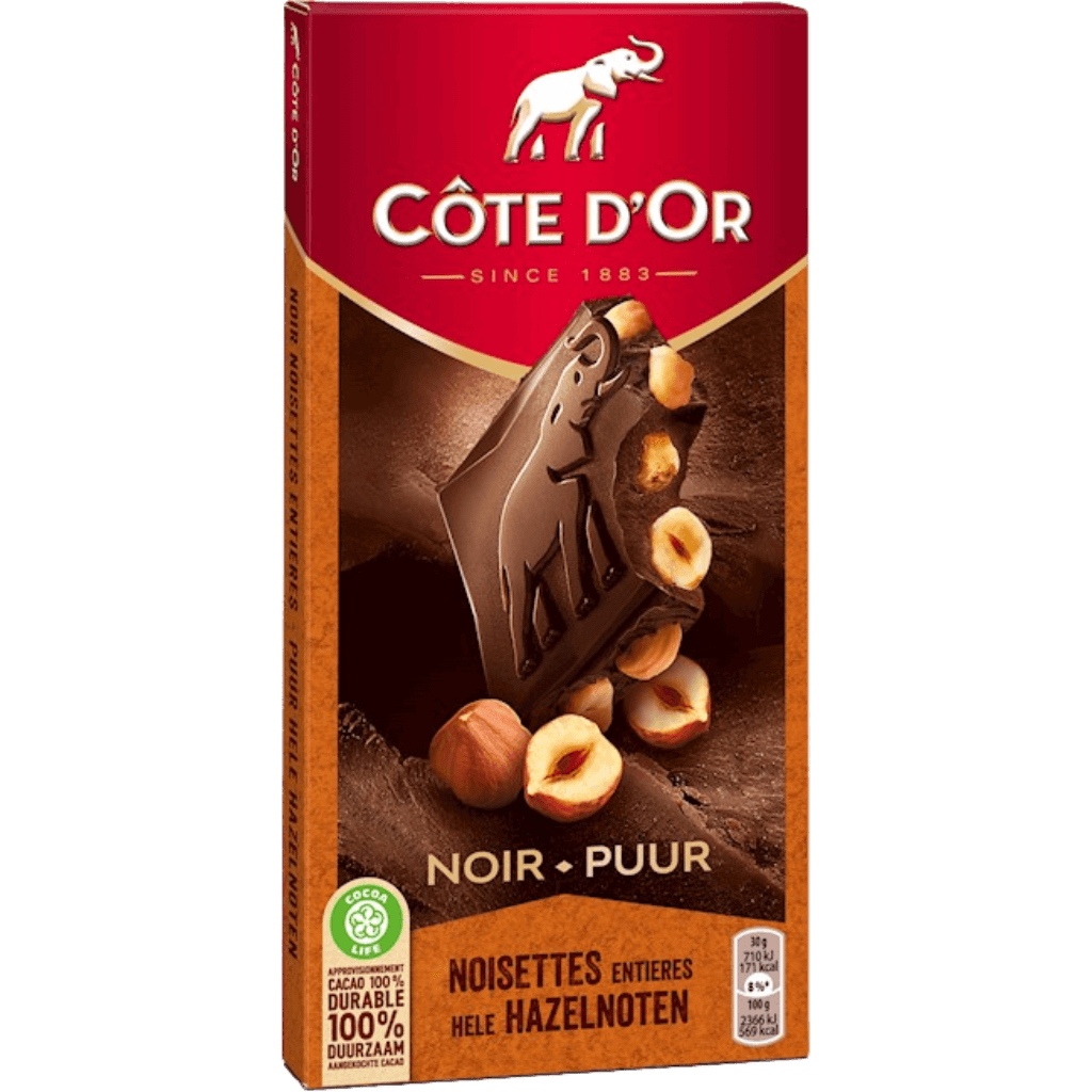 Côte d'Or Whole Hazelnuts Dark Chocolate Bar - ChocolateHunt