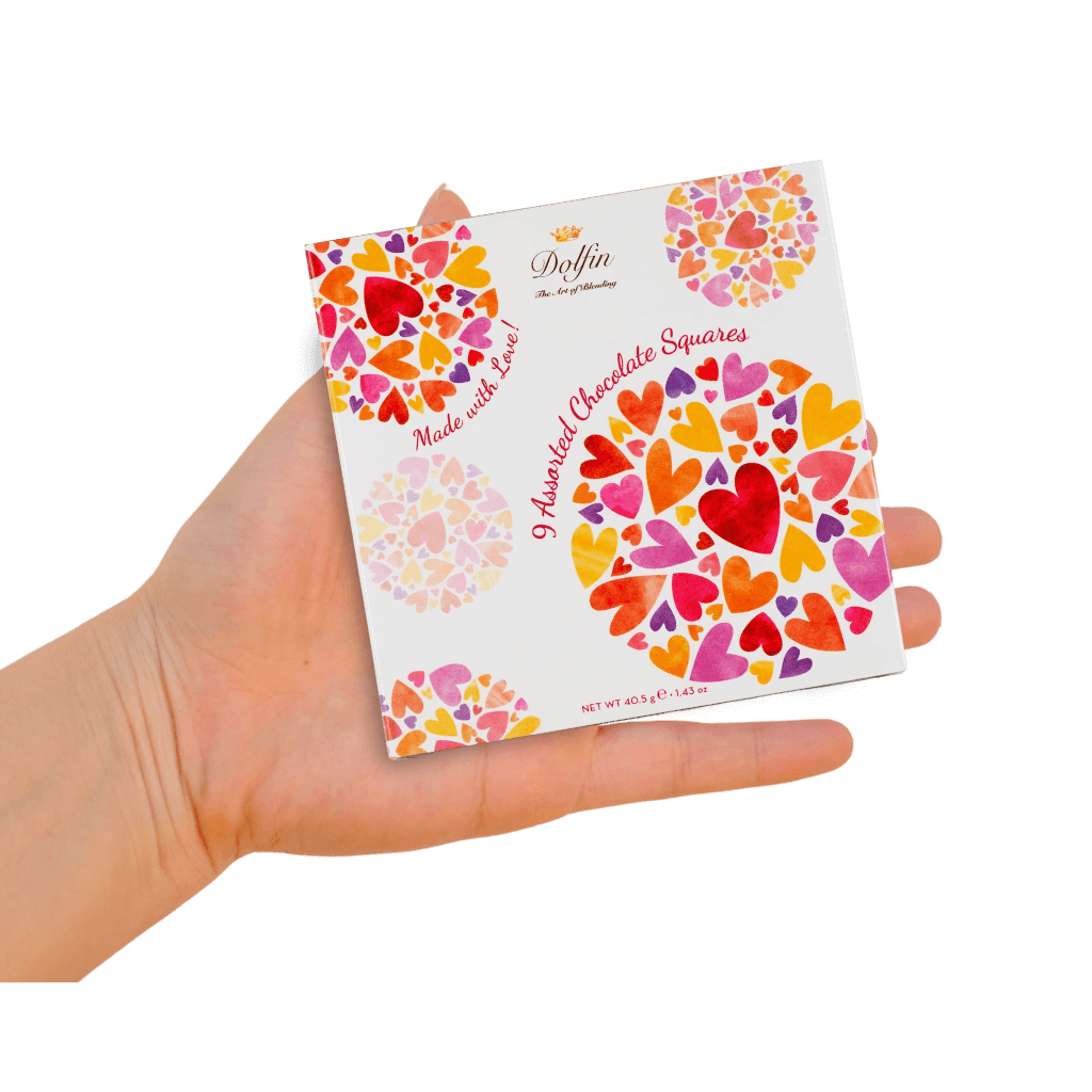Dolfin Love 9 piece assorted chocolate squares box - ChocolateHunt