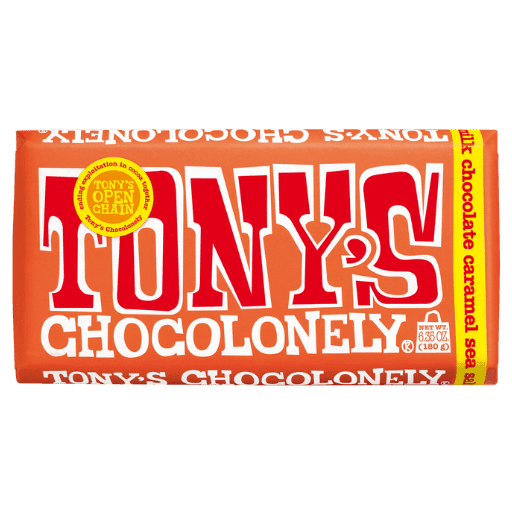 Tony's Chocolonely Caramel Sea Salt 32% Milk Chocolate Bar - ChocolateHunt