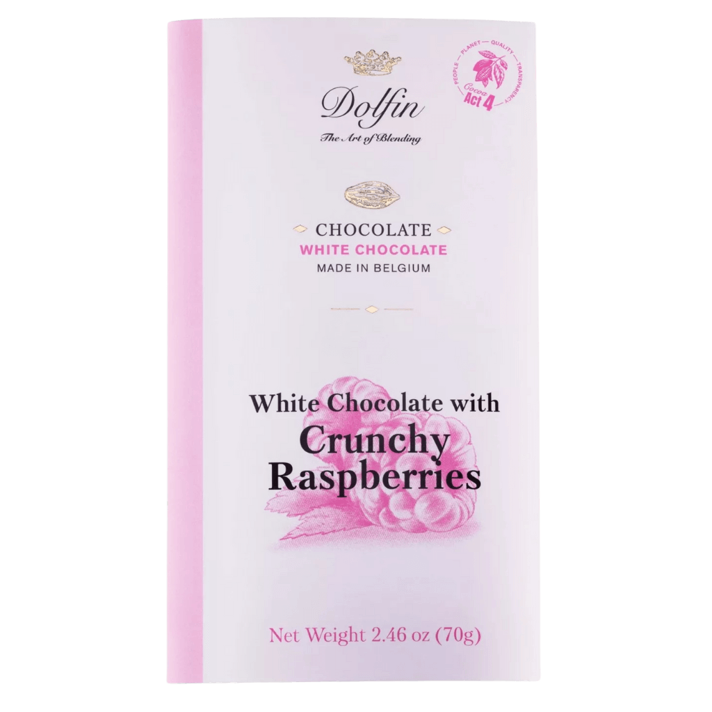 Dolfin White Chocolate with Crunchy Raspberries - ChocolateHunt