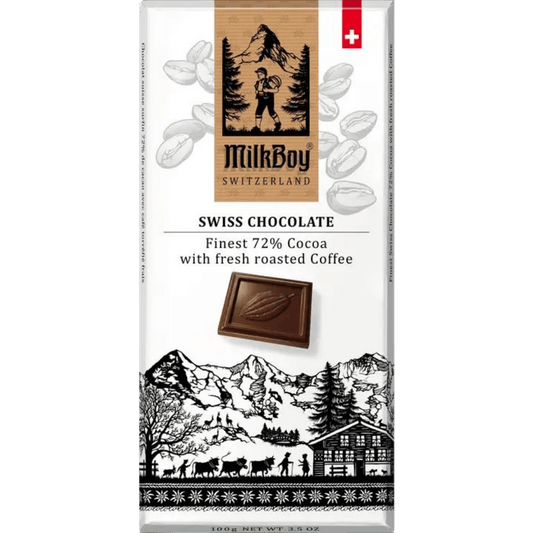 Milkboy Swiss Chocolate Finest 72% Cocoa with Fresh Roasted Coffee - ChocolateHunt