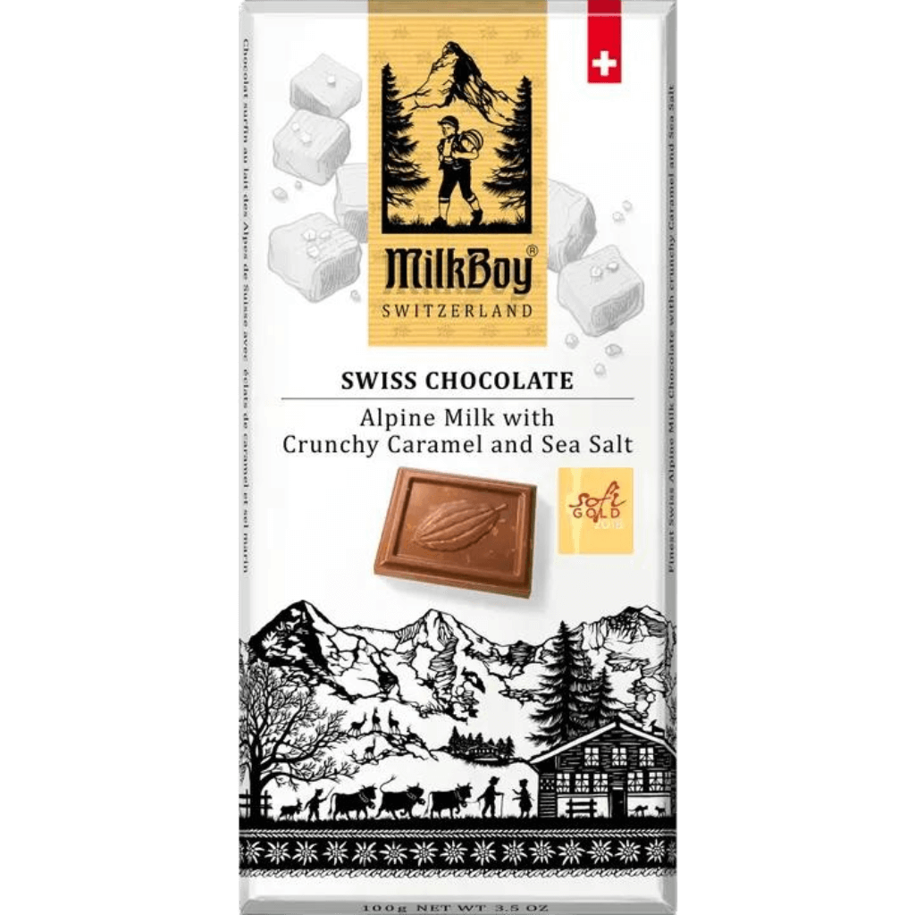 Milkboy Swiss Chocolate Alpine Milk with Crunchy Caramel & Sea Salt - ChocolateHunt